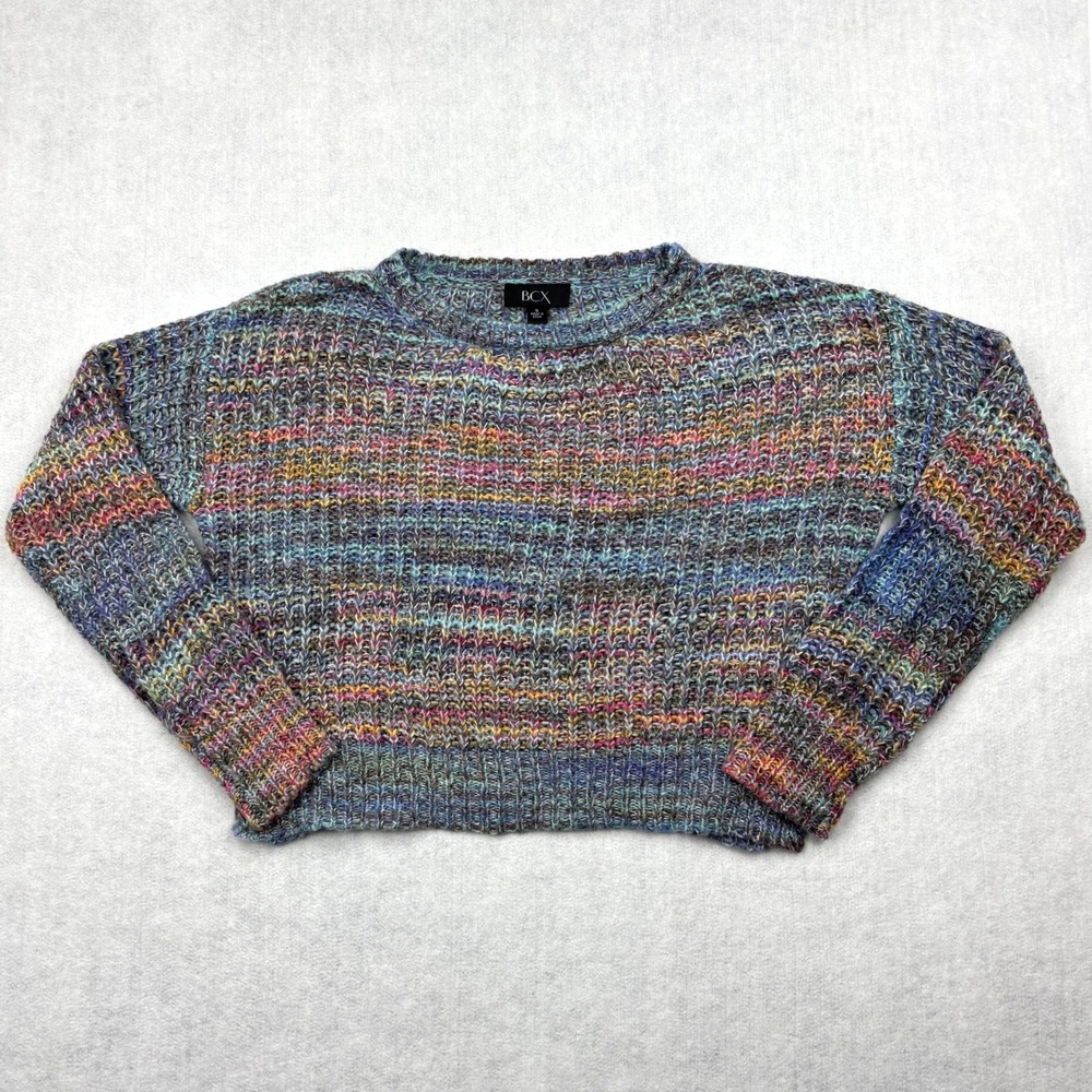 BCX Sweater Womens Small Space Dye Chunky Knit Cropped Crewneck Pullover 1063M5M